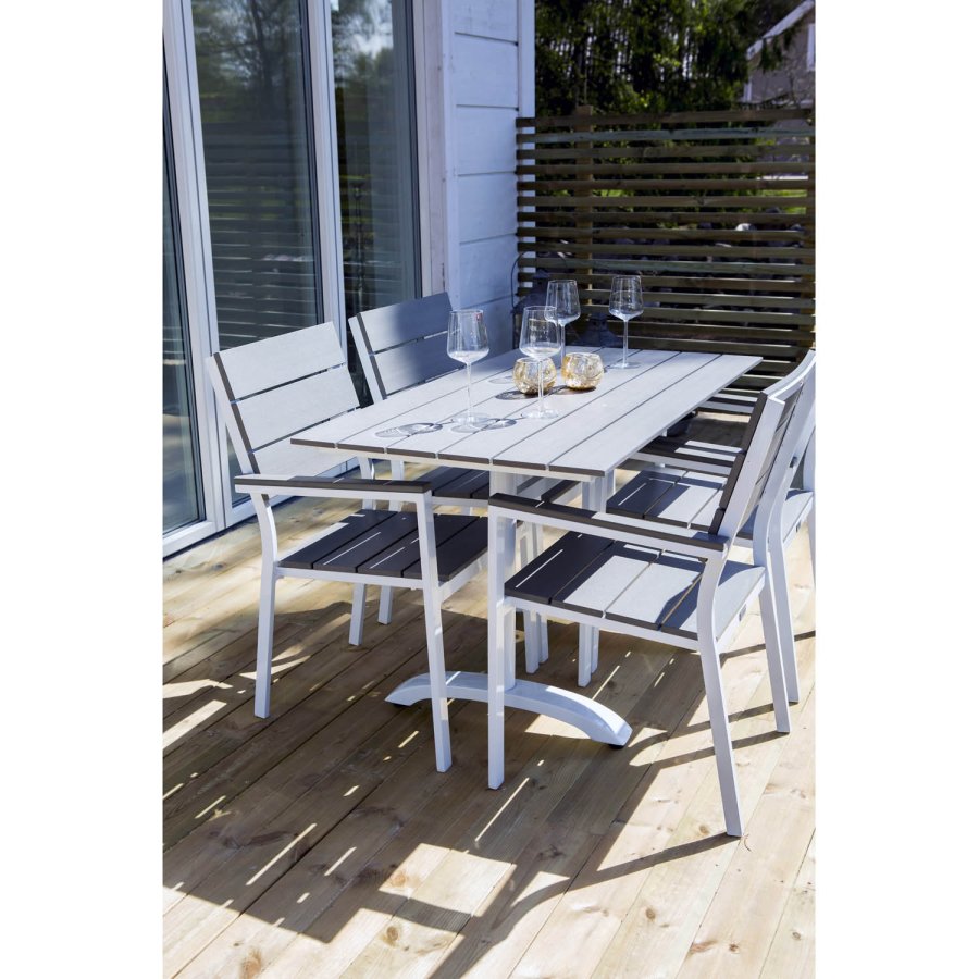 VENTURE DESIGN Levels havestol, m. armln - gr aintwood og hvid aluminium