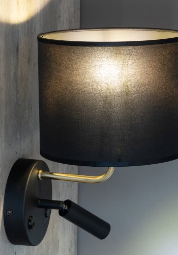 TK Richi vglampe - sort stof og guld metal 