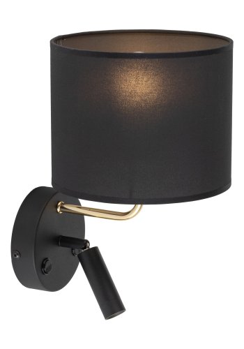 TK Richi vglampe - sort stof og guld metal 