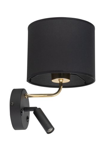 TK Richi vglampe - sort stof og guld metal 