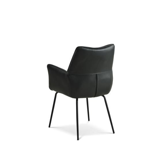 Lily spisebordsstol, m. armln - sort lder og sorte ben