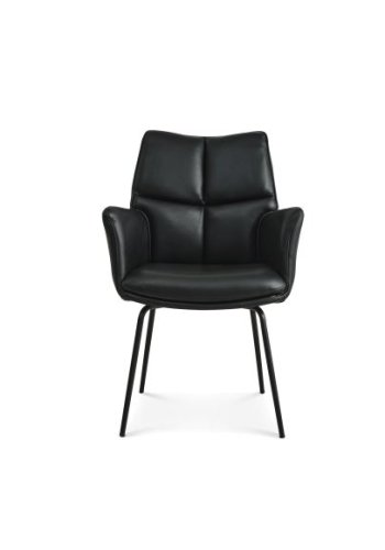 Lily spisebordsstol, m. armln - sort lder og sorte ben