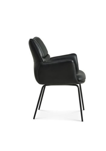 Lily spisebordsstol, m. armln - sort lder og sorte ben