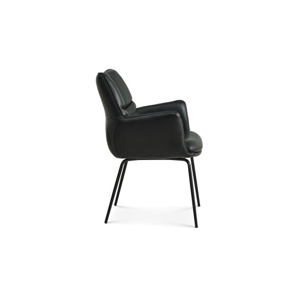 Lily spisebordsstol, m. armln - sort lder og sorte ben