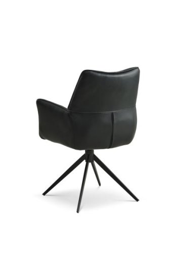 Lily spisebordsstol, m. armln og drejefunktion - sort lder og sorte ben