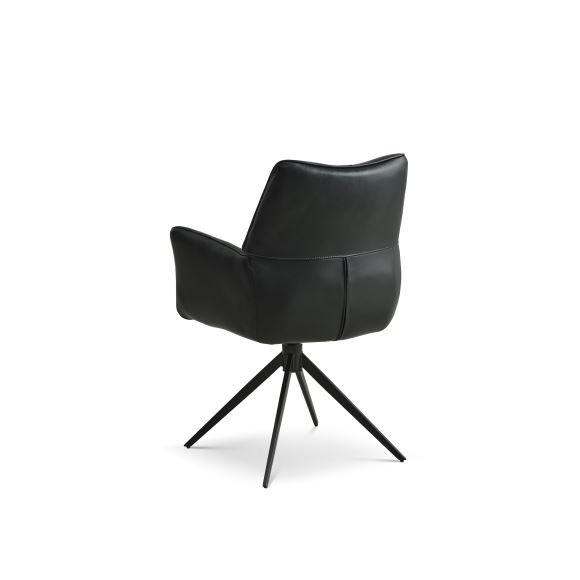 Lily spisebordsstol, m. armln og drejefunktion - sort lder og sorte ben