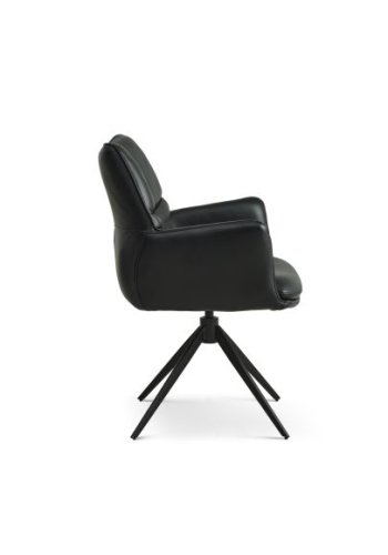 Lily spisebordsstol, m. armln og drejefunktion - sort lder og sorte ben