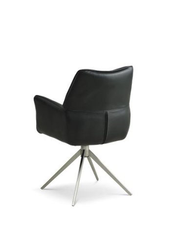 Lily spisebordsstol, m. armln og drejefunktion - sort lder og metal