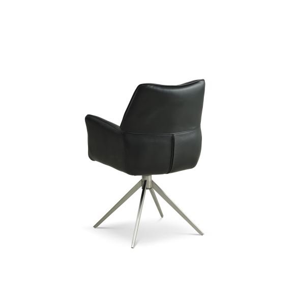 Lily spisebordsstol, m. armln og drejefunktion - sort lder og metal