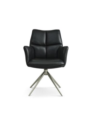 Lily spisebordsstol, m. armln og drejefunktion - sort lder og metal