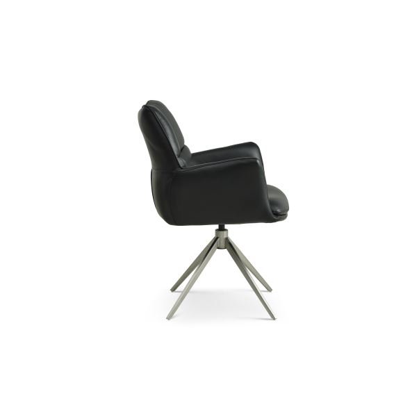 Lily spisebordsstol, m. armln og drejefunktion - sort lder og metal