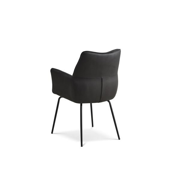 Lily spisebordsstol, m. armln - onyx sort mikrolder bull og sorte ben