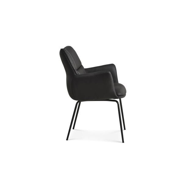 Lily spisebordsstol, m. armln - onyx sort mikrolder bull og sorte ben