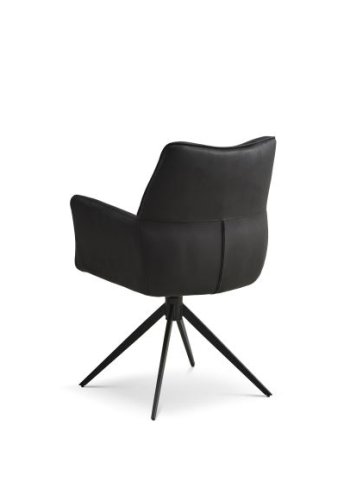 Lily spisebordsstol, m. armln og drejefunktion - sort mikro lder bull og sorte ben