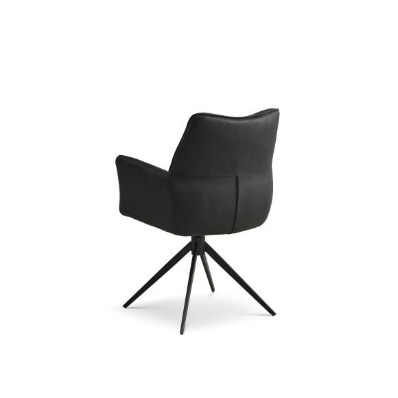 Lily spisebordsstol, m. armln og drejefunktion - sort mikro lder bull og sorte ben