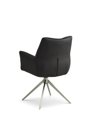 Lily spisebordsstol, m. armln og drejefunktion - sort mikro lder bull og metal