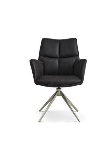 Lily spisebordsstol, m. armln og drejefunktion - sort mikro lder bull og metal