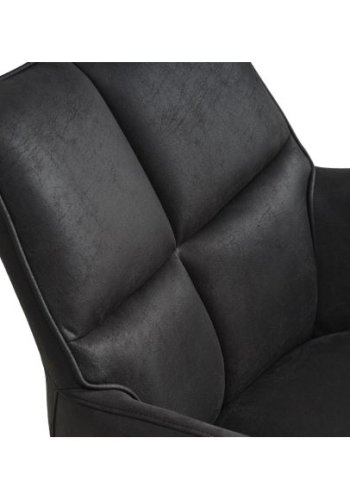 Lily spisebordsstol, m. armln og drejefunktion - sort mikro lder bull og metal