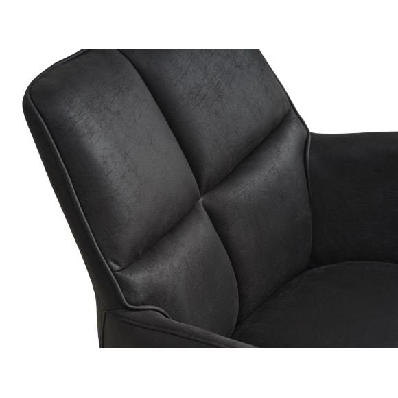 Lily spisebordsstol, m. armln og drejefunktion - sort mikro lder bull og metal