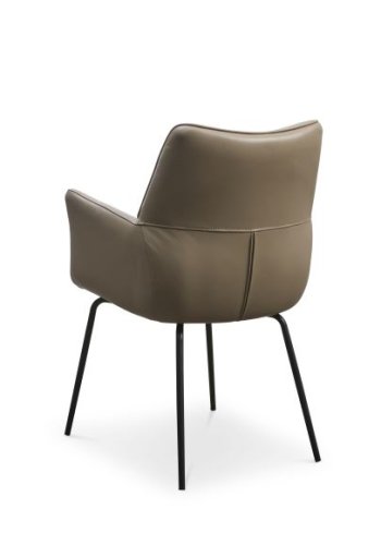 Lily spisebordsstol, m. armln - nougat lder og sorte ben