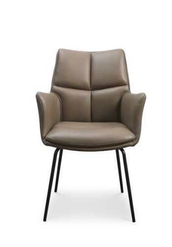 Lily spisebordsstol, m. armln - nougat lder og sorte ben