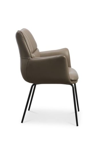 Lily spisebordsstol, m. armln - nougat lder og sorte ben