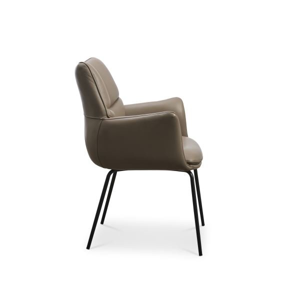 Lily spisebordsstol, m. armln - nougat lder og sorte ben