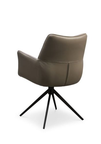 Lily spisebordsstol, m. armln og drejefunktion - nougat lder og sorte ben