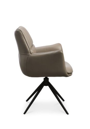 Lily spisebordsstol, m. armln og drejefunktion - nougat lder og sorte ben