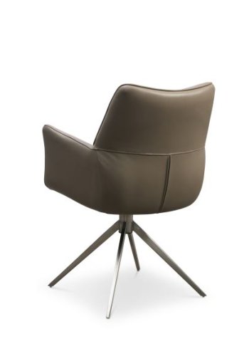 Lily spisebordsstol, m. armln og drejefunktion - nougat lder og metal