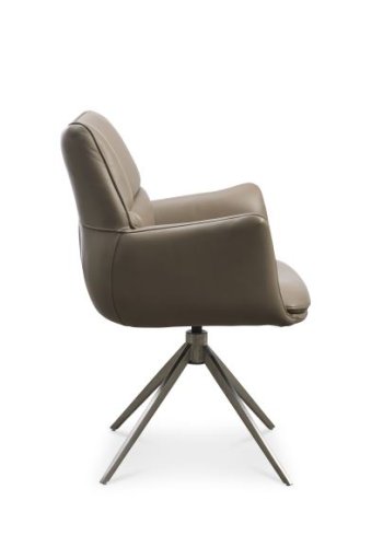 Lily spisebordsstol, m. armln og drejefunktion - nougat lder og metal