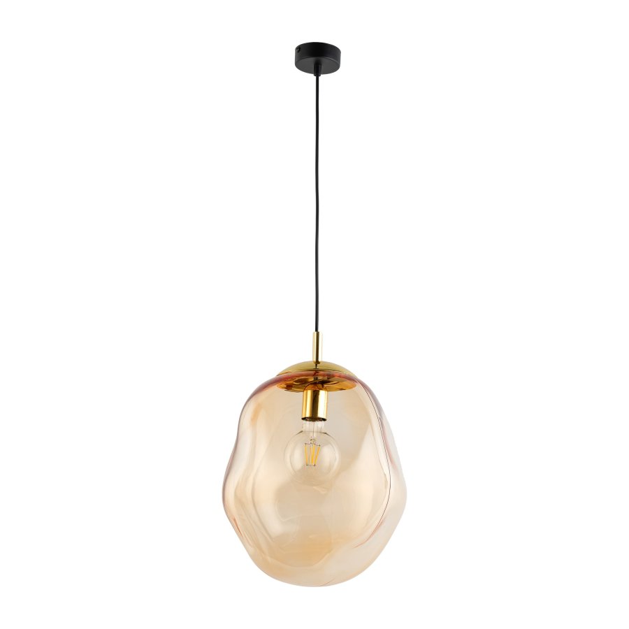 TK Sol loftlampe - rav glas og guld metal