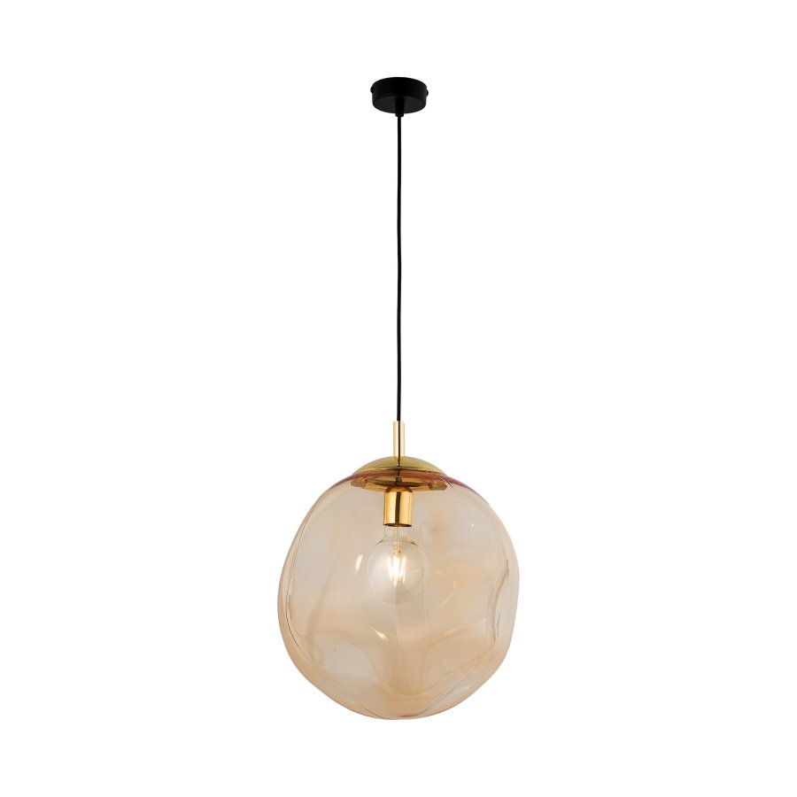 TK Sol loftlampe - rav glas og guld metal