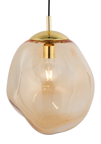 TK Sol loftlampe - rav glas og guld metal