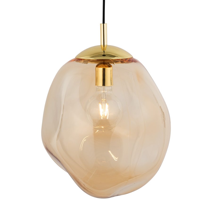 TK Sol loftlampe - rav glas og guld metal