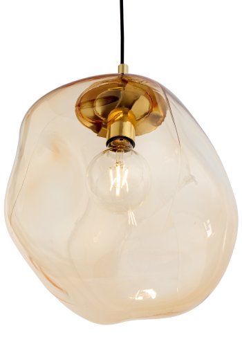 TK Sol loftlampe - rav glas og guld metal