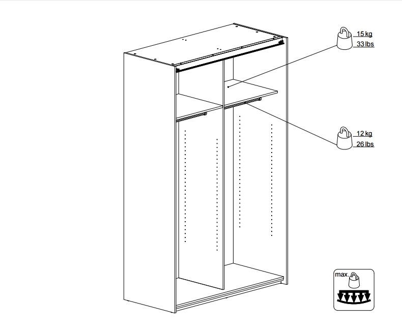 TVILUM Verona garderobeskab - Hvidt MDF, 2 skydelger