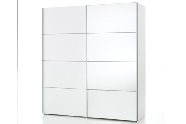 TVILUM Verona garderobeskab - Hvidt MDF, m. spejllge, 2 skydelger
