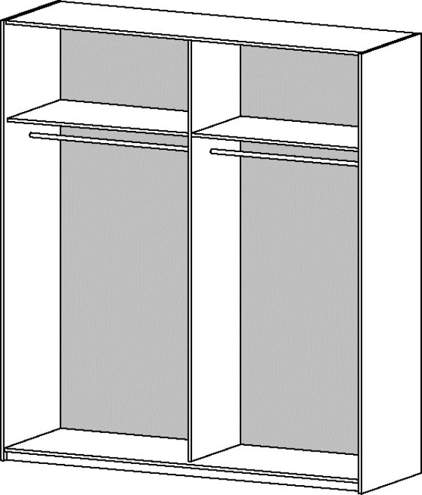 TVILUM Verona garderobeskab - Hvidt MDF, m. spejllge, 2 skydelger