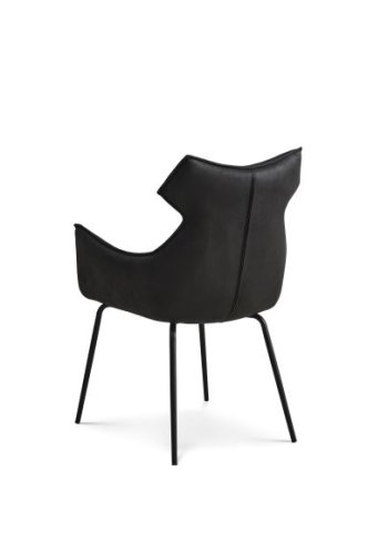 Liva spisebordsstol, m. armln - onyx sort mikrolder bull og sorte ben