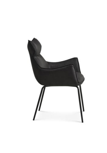 Liva spisebordsstol, m. armln - onyx sort mikrolder bull og sorte ben