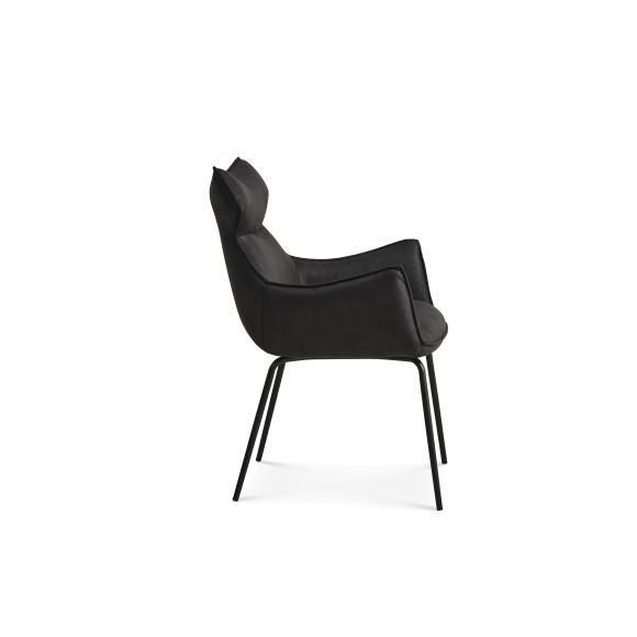 Liva spisebordsstol, m. armln - onyx sort mikrolder bull og sorte ben