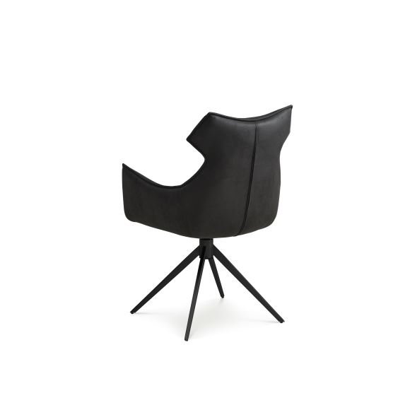 Liva spisebordsstol, m. armln og drejefunktion - onyx sort micro lder bull og sorte ben