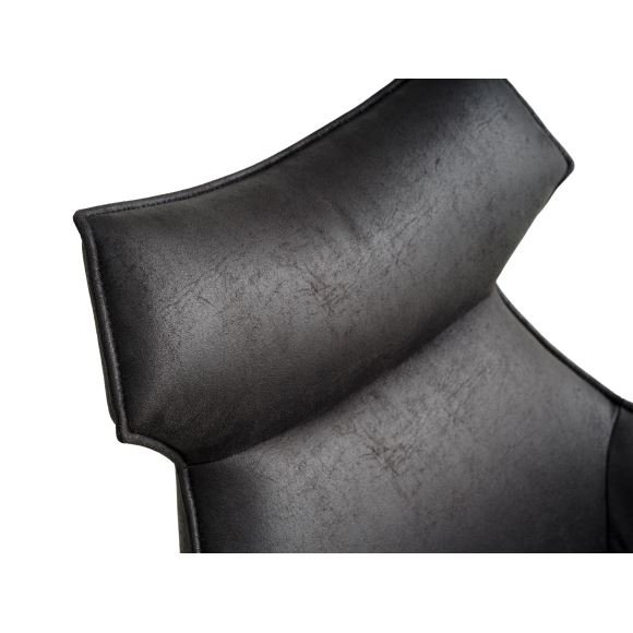 Liva spisebordsstol, m. armln og drejefunktion - onyx sort micro lder bull og sorte ben