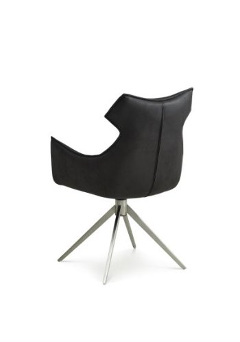 Liva spisebordsstol, m. armln og drejefunktion - onyx sort micro lder bull og metal