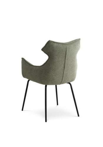 Liva spisebordsstol, m. armln - grn stof og sorte ben