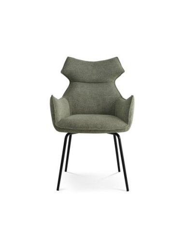 Liva spisebordsstol, m. armln - grn stof og sorte ben