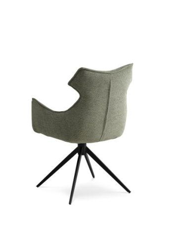 Liva spisebordsstol, m. armln og drejefunktion - grn stof og sorte ben