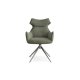 Liva spisebordsstol, m. armln og drejefunktion - grn stof og metal