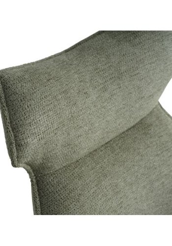 Liva spisebordsstol, m. armln og drejefunktion - grn stof og metal